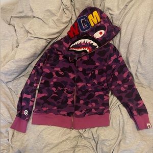 BAPE PURPLE Shark FULL ZIP UP Hoodie [AUTHENTIC]